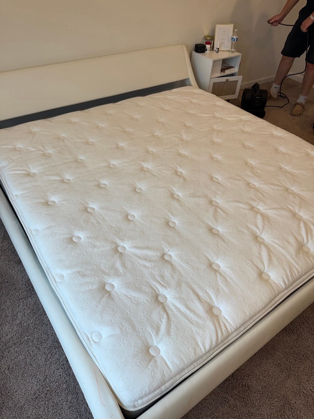 The same double mattress after steam cleaning